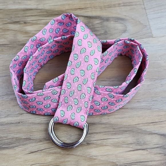 🔹️🔺️J. Crew Pink Seashell Print Silk Belt Small/Medium - Picture 1 of 5